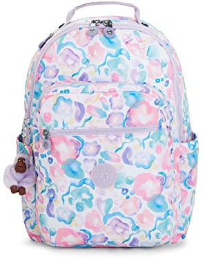 Kipling Seoul, Mochila con Protección Para Portátil 15, Impermeable, 44 cm, 27 L, 0.65 kg, Multicolor (Aqua Flowers)
