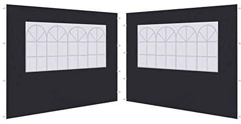 ABCCANOPY 2X Seitenwand/Seitenteile mit Fenster für 3x3m pavillon,3x6m pavillon,partyzelt,festzelt|Wasserabweisend, Schwarz