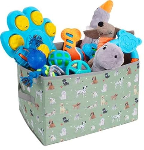 The London Finery Boîte à jouets personnalisée grise pour chien - Panier de rangement pour jouets pour chiens - Boîte à jouets élégante et pratique pour chiens