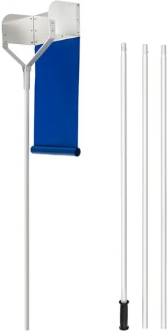 GYMAX Rastrello da Neve per Tetto, 187-624 cm, Strumento per Rimozione Neve In Alluminio con 4 Asta, Manico Antiscivolo, Scivolo PVC, Pala da Tetto Allungabile