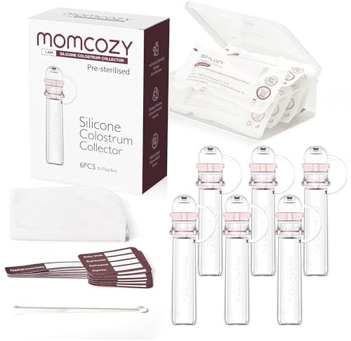 Momcozy Colostrum Collector Kolostrum-Sammler Wiederverwendbarer Muttermilch-Sammler, tragbarer Kolostrum-Behälter zum Füttern des Babys, Mehrzweck-Sammler BPA-frei, 5ml-6St.