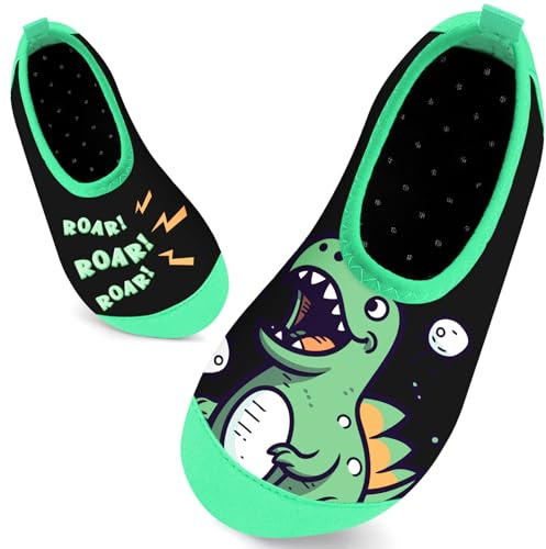 Kids Swim Water Shoes for Girls Toddlers Baby Aqua Socks for Kids Quick Dry Pool Beach Barefoot Children（Roar Dinosaurs 20/21EU