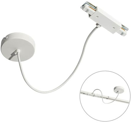 QAZQA Fuente de alimentación con placa de montaje redonda para raíl monofásico blanco - Iconic Acero/Plástico/Metálica Redonda Adecuado para LED Max. x Watt