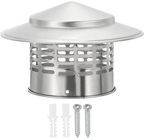 PATIKIL 6 Chimney Cap, 304 Stainless Steel Round Chimney Cover Cap Hood Screen Roof Vent with Screws for Fireplace Exhaust Exterior Stove Pipe