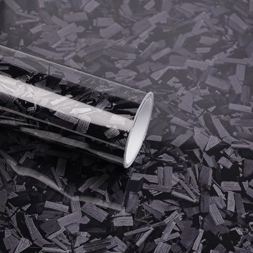 PVUEL Black Forged Carbon Fiber Vinyl Wrap, High Gloss Car Wrap Vinyl Film with Bubble Free Air Release Technology, DIY Auto Decoration Sticker 1ft x 5ft
