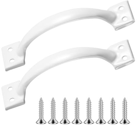 FdcZeyxior V171 6-1/2 Gate Handle, Screen Door Handle in Stainless Steel White, Screen Door Handle, Metal Gate Pull Handles- 2 Pack