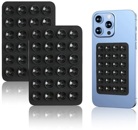 2er Pack Universeller Saugnapf-Handyhalter – Für iPhone, Samsung & mehr – Selbstklebend, Anti-Rutsch, Freihändig für Selfies, Videos & Navi im Auto – Inkl. Spiegelhalterung für Bad (schwarz)