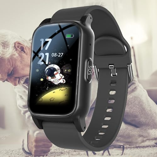 Weyot Détection de Chute Personnes âgées SOS Bracelet Intelligent Montre Intelligente GPS Surveillance de la fréquence Cardiaque Montre-Bracelet Anti-PerteBlack,One Size