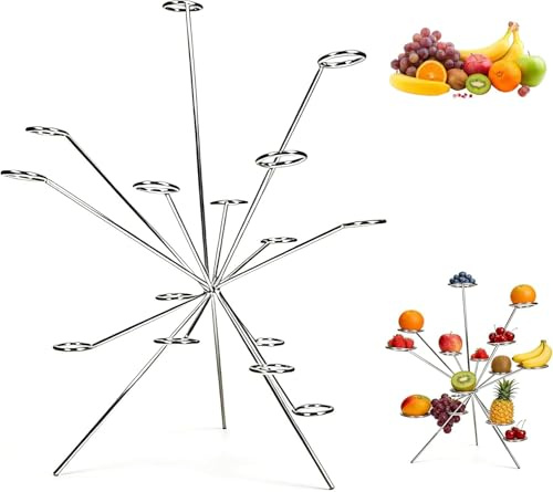 Fruttiera esplodente, fuochi d'artificio sul tavolo da pranzo, esposizione artistica di frutta galleggiante, supporto per frutta a 360° multi-braccio ventilazione mantiene fresco, scultura artigianale