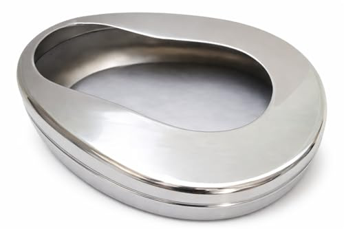Stainless Steel 18/8 Reusable Adult Bedpan, Watertight, High Corrosion Resistance, 370 x 290 x 50 mm