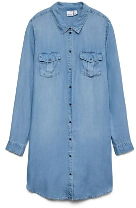 VERO MODA Kvinnlig jeansklänning VMSILLA kort klänning, Ljusblå denim, XXL