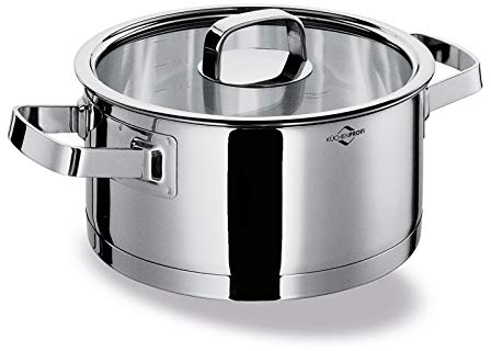 Köksprofi stekpanna SAN REMO 20 cm | höjd 9,5 cm | kastrull 2,5 L | kastrull induktion | kruka rostfritt stål | säkerhetsglaslock
