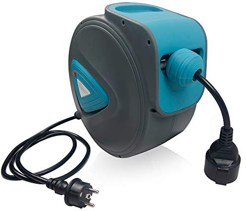 LZQ Enrouleur de câble automatique avec protection contre les surcharges Enrouleur de câble électrique Rallonge électrique pour montage mural rotatif à 180° avec matériel de montage