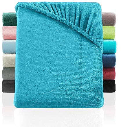 BaSaTex Cashmere Touch Plüsch Premium Spannbettlaken für Topper Matratzen - SUPER Soft Flauschiges Winter Spannbetttuch Nicky Teddy - wärmendes Bettlaken | 180x200-200x200 cm | Farbe: Petrol