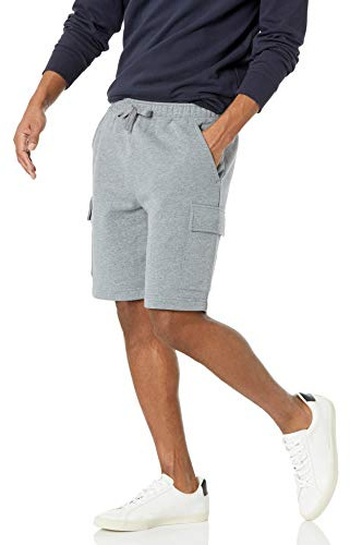 Amazon Essentials Pantalones Cortos Cargo de Forro Polar Hombre, Gris Claro Mezcla, XXL