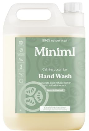 Miniml Hand Soap Wash Liquid 5L Refill - Cucumber & Aloe Vera Infused Eco Friendly Hand, Skin & Body Wash Gel for Soft and Sensitive Skin Care - 100% Vegan & Cruelty Free