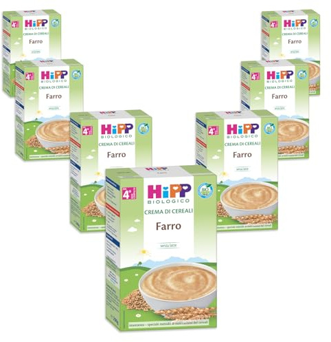 HiPP - Crema di Cereali Istantanea per Neonati, con 100% Farro Biologico, Senza Zuccheri Aggiunti, 7 Confezioni da 200 gr, Farro, Crema di Farro per Neonati