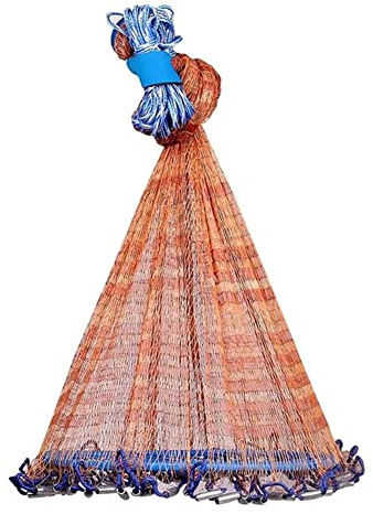 Alvinlite Standard Cast Net for Bait Trap Fish 8ft-16ft Radius for Freshwater and Saltwater Throw Style(Dia.3.0M-Tire Line)