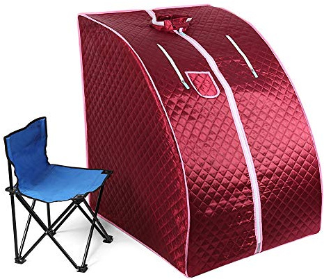 OHMG Cabina plegable sauna, Spa personal en casa,Sauna infrarroja portátil,Perspiración Perder peso con controlador de temperatura remoto… (Rojo)