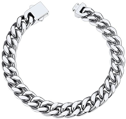 ChainsHouse Stainless Steel Bracelets for Men Silver Cuban Link Bracelet for Men Mens Chain Bracelet Stainless Steel Curb Bracelet for Women