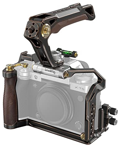 SMALLRIG Retro Handheld Cage Kit for FUJIFILM X-T5, with HDMI Cable Clamp and Top Handle, Hot Shoe Cover with a Bubble Level, 3/8-16 Locating Holes for ARRI, Included Cold Shoe and NATO Rail - 3872