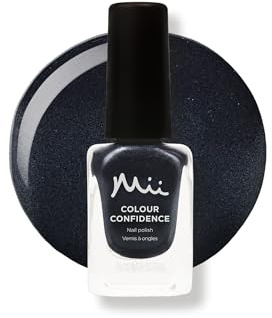 Mii Colour Confidence Quick Dry & Long Lasting Nail Polish - Fast Drying, Strengthening Formula with Nourishing Ingredients | 14ml | Night Frost, Charcoal Grey