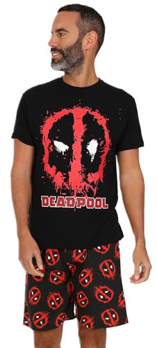 Marvel Deadpool - Pigiama corto da uomo, abbigliamento da notte, Nero , M