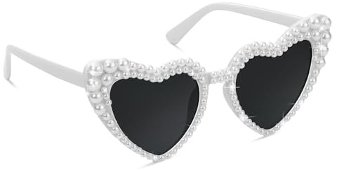 YUNHENTONG Lunettes Coeur de Perles - Forme de Cœur Oeil de Chat, Vintage avec Perles - Mariage et Fêtes