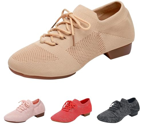 Chaussures de ballet pour femme - Semelle divisée - Élégantes et confortables - Chaussures de danse latine plates - Chaussures de gymnastique - Salsa - Salle de bal - Ballerines à lanières, Kaki3., 38