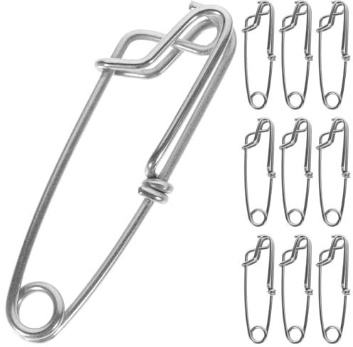 Kisangel Lot de 10 Clips de Pêche en Acier Inoxydable 18 X 60 MM Agrafes Rapides et Résistantes pour Fixation de Plombs Accessoires Polyvalents pour Pêche en Mer Bateau