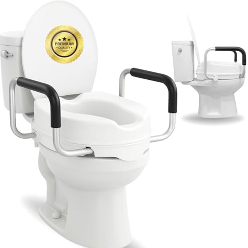 OrtoPrime Elevador WC Adulto 10cm UNIVERSAL ADAPTABLE Tapa y Brazos Acolchados - Alzador wc adulto Asiento Inodoro Ortopédico con Cierres de Seguridad - Adaptador WC adultos Alza WC Personas Mayores