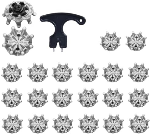 Ymswjgj Lot de 20 crampons de rechange + 1 clé - Pour chaussures de golf - Avec clé à molette - Vis universelles antidérapantes