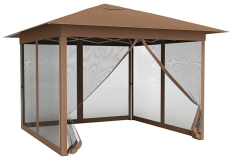 COSTWAY Carpa Plegable 3,5x3,5, Cenador Jardin Pop up, Protección Solar, Impermeable, 4 Paredes de Malla, Ventilación, Bolsa de Transporte, Gazebo Portátil Exterior Camping Fiesta Playa Patio Terraza