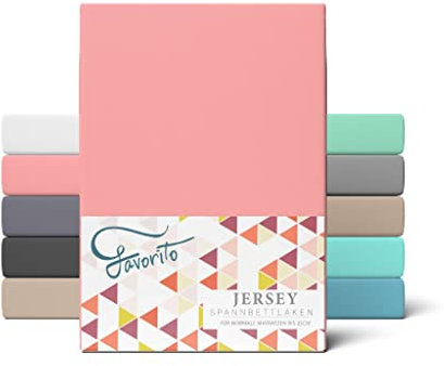 Favorito Jersey Spannbettlaken 180x200-200x200 cm Flamingo für 15-25 cm Steghöhe 100% Baumwolle - Oekotex Spannbetttuch Matratzen Bett Bezug - Bettlaken 180x200cm - 200x200cm Rosa