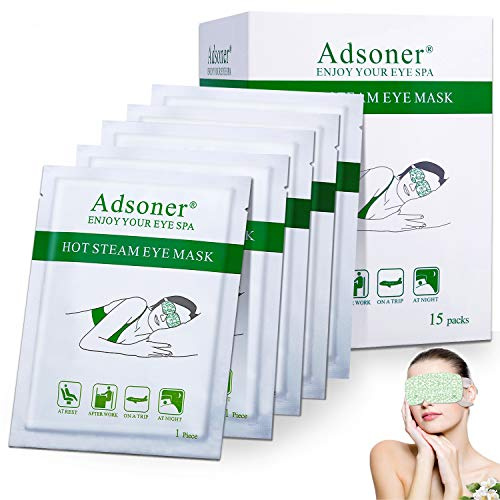 Adsoner Steam Eye Mask, 15 Packs Hot Steam Eye SPA Mask for Dry Eyes, Travel Essentials & Relaxation Gifts for Women, Men Lavender Fragrance Warming Eye Patch