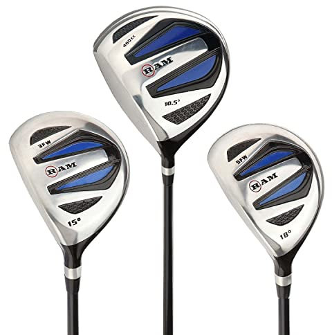 RAM Golf EZ3 Herren Holz-Set INKLUSIVE Driver, 3er-Holz UND 5er-Holz – SCHLÄGERHAUBEN ENTHALTEN – GRAFITSCHÄFTE – LINKSHÄNDER