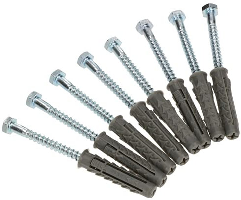 KOTARBAU® 8 x Tacos universales con tornillos de cabeza hexagonal 12 x 80 mm, Tacos y tornillos, Tacos para fijación en hormigón, ladrillo, yeso y más, Tacos multiusos, Conectores, 8 unidades