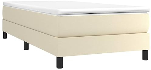 vidaXL Estructura de Cama con somier Cuero sintético Crema 90x190 cm