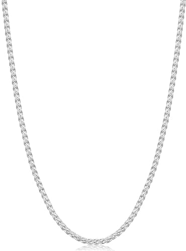 Fiusem Silver Tone Wheat Chain Necklace for Men, 2.5mm Mens Chain Necklaces, Stainless Steel Necklace Chains for Men and Women, Men Necklace 20 Inch