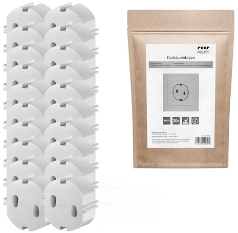 reer Steckdosenkappe, das Original vom Erfinder des Steckdosen-Schutzes, weiß, 20 Stück