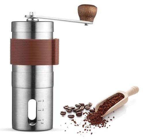 Macinacaffè manuale, fresa in acciaio CNC da 42 mm, regolazione fine a 48 clic, macinacaffè portatile per Aeropress, Pour Over, French Press, Espresso, include spazzola per la pulizia e custodia per