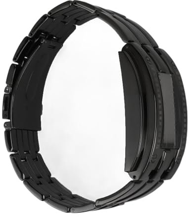 TARSHYRY Modische, Klassische, Schwarz Plattierte, wasserdichte Armbanduhr mit Kreativer Herren-Digitaluhr mit Binärer Matrix und Blauer LED