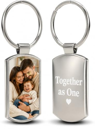 Personalised Photo Keyring Double Sided w/ Picture & Text – Custom Gift