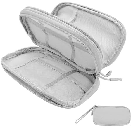 Mudoulu Organizador de cables para viaje con 2 niveles, organizador de cables, bolsa con compartimentos de red y cremallera, organizador para accesorios electrónicos, bolsa de cable para cargadores