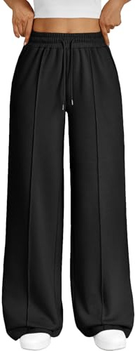 Trendy Queen Womens Wide Leg Sweatpants Baggy Loose Fall Barrel Casual Lounge Athletic Pants Comfy Teen Girl Cute Joggers Black M