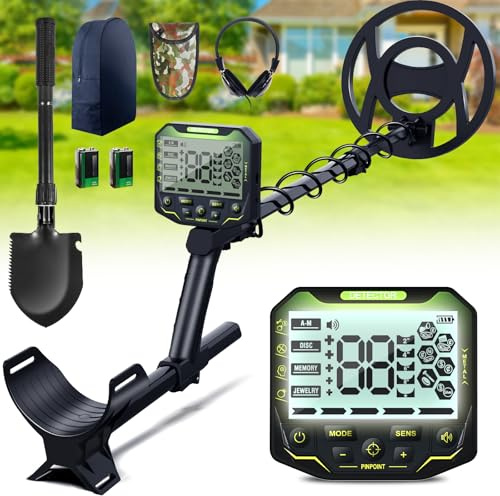 KingSom Metalldetektor Profi, 5 Modi Metallsuchgerät für Erwachsene & Kinder, Metalldetektoren mit DSP Chip,Pinpointer,IP68 Wasserdichte Suchspule,LCD Display,Metalldetektor Set mit Kopfhörer,Schaufel