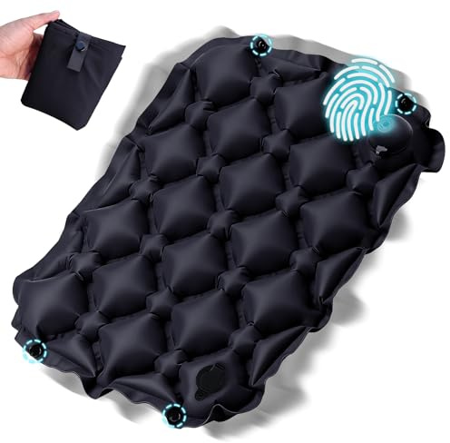 Sekey Inflatable Seat Cushion with Press Valve -2in Thick Airplane Seat Cushion, Ultra Portable & Lightweight, for Long Flights, Stadium, Camping, Office, Car Travel-Black
