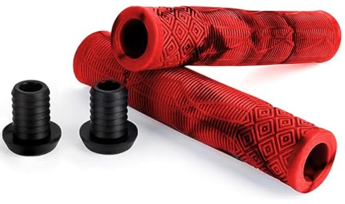 ARYIMYDP Housses Poignées de Vélo 160 mm, Montage Simple et Rapide, Poignée Guidon de Couleur Mixte pour VTT, BMX, Vélo de Cascade, Trottinette Compatible 22mm, Rouge