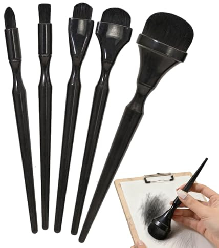 Blending Sticks – 5 st verktygssats för konstritning | Sketchh gnugging svampborste | kolblandningsborstar för skeetching skuggning ritpenna pastell och kol konst studio övning användning