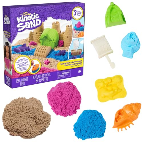 Kinetic Sand Sandy Shore Set, Moldable Play Sand Sensory Toys, Ages 5+